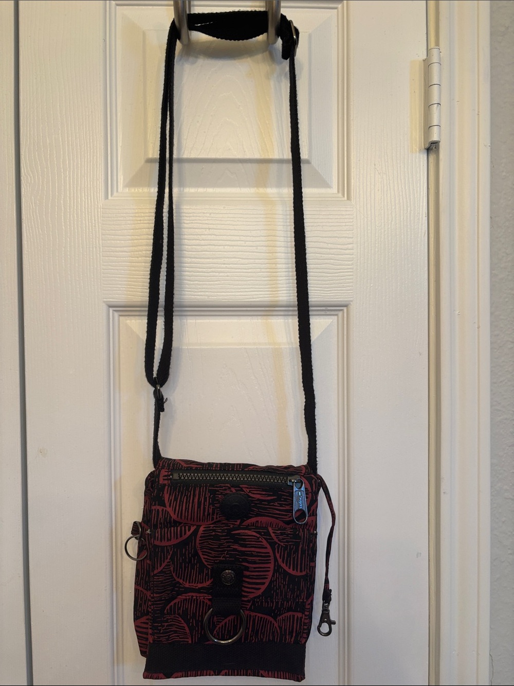 Kipling Black and Red Patterned Crossbody Bag